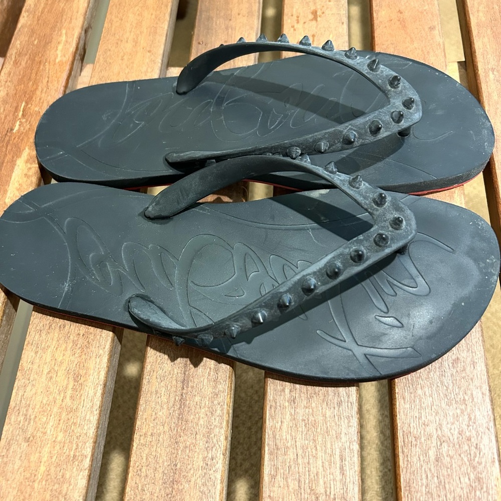 CL Black Studded Flip-Flops : size 42 EU which is a size 9 US in men